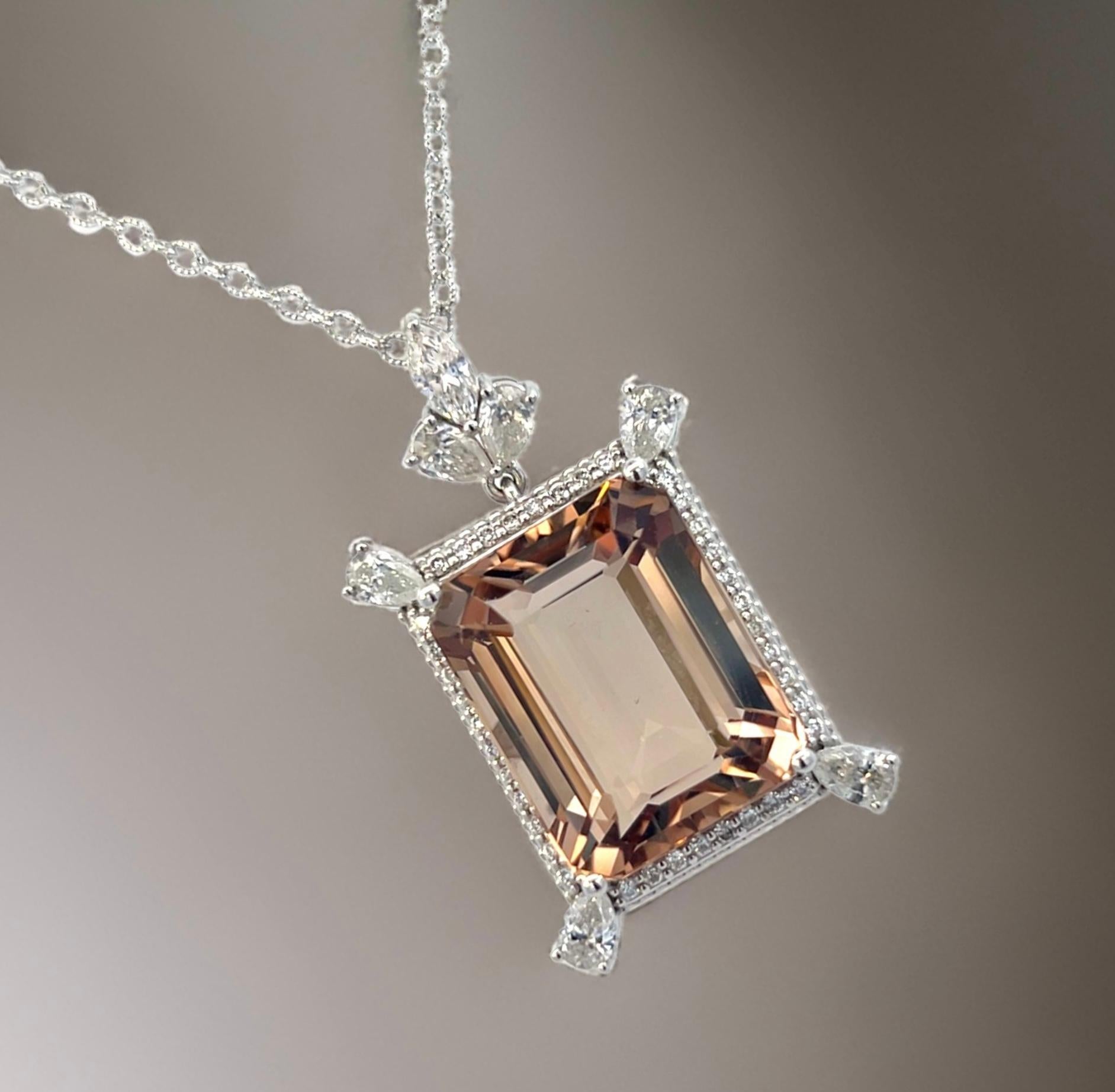 Natural Smoky Topaz Diamond Necklace 20