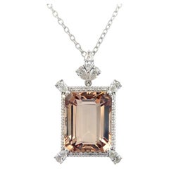 Natürlicher Rauchtopas Diamant-Halskette 20" 14k Gold 38,38 TCW zertifiziert