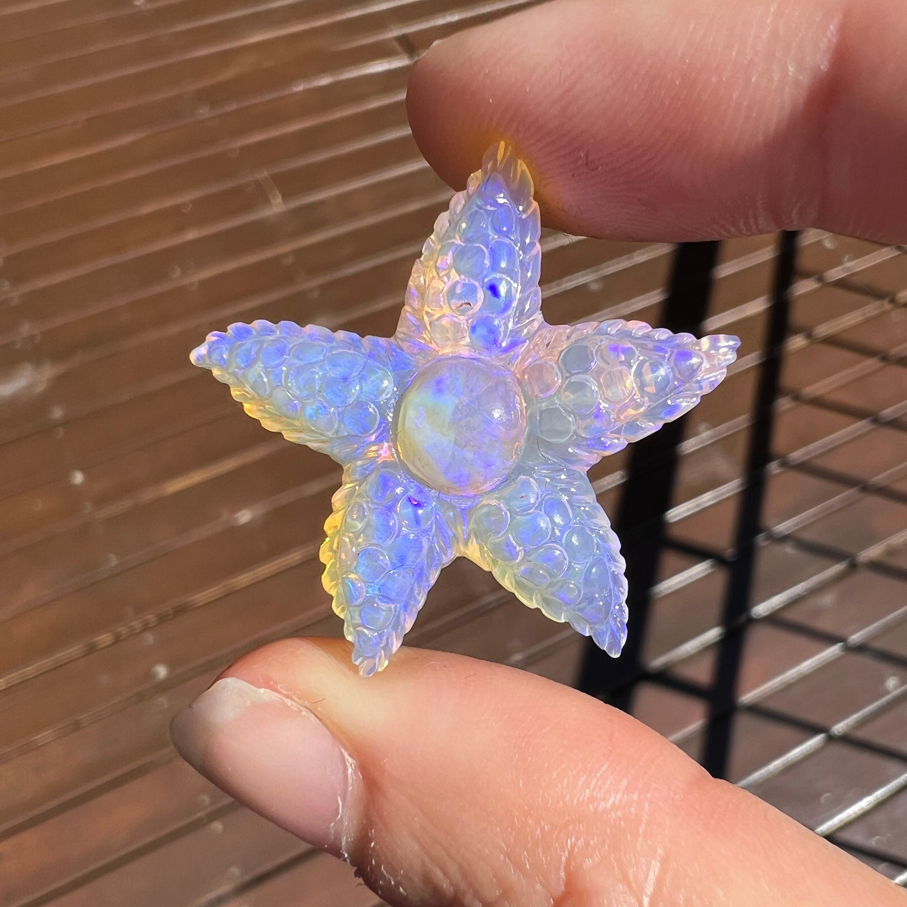 Women's Natural solid 21.67 Ct Crystal Starfish Australian Opal mined by Sue Cooper For Sale