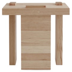 Natural Solid Pine Itooraba Side Table and Stool by Sizar Alexis