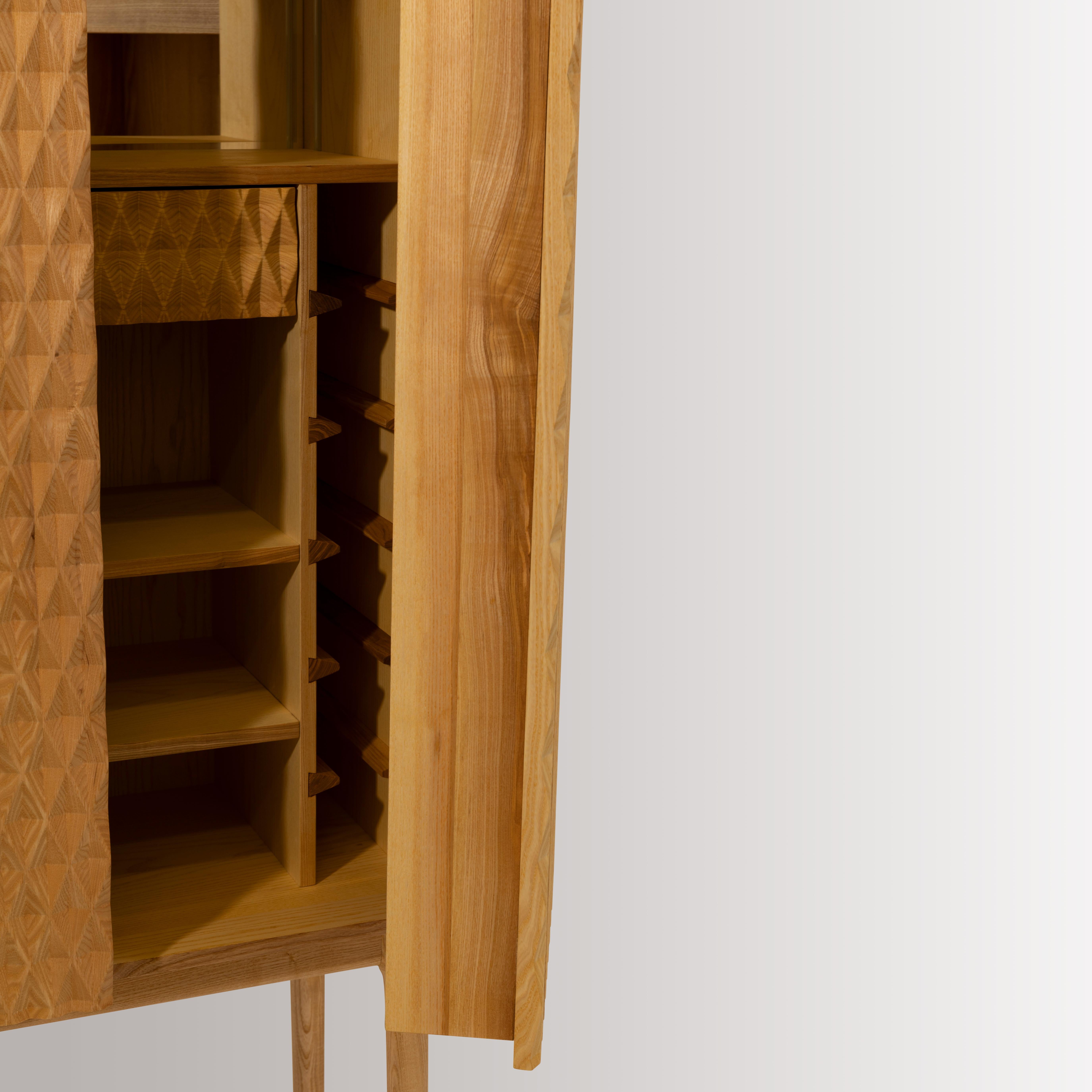 natural wood bar cabinet