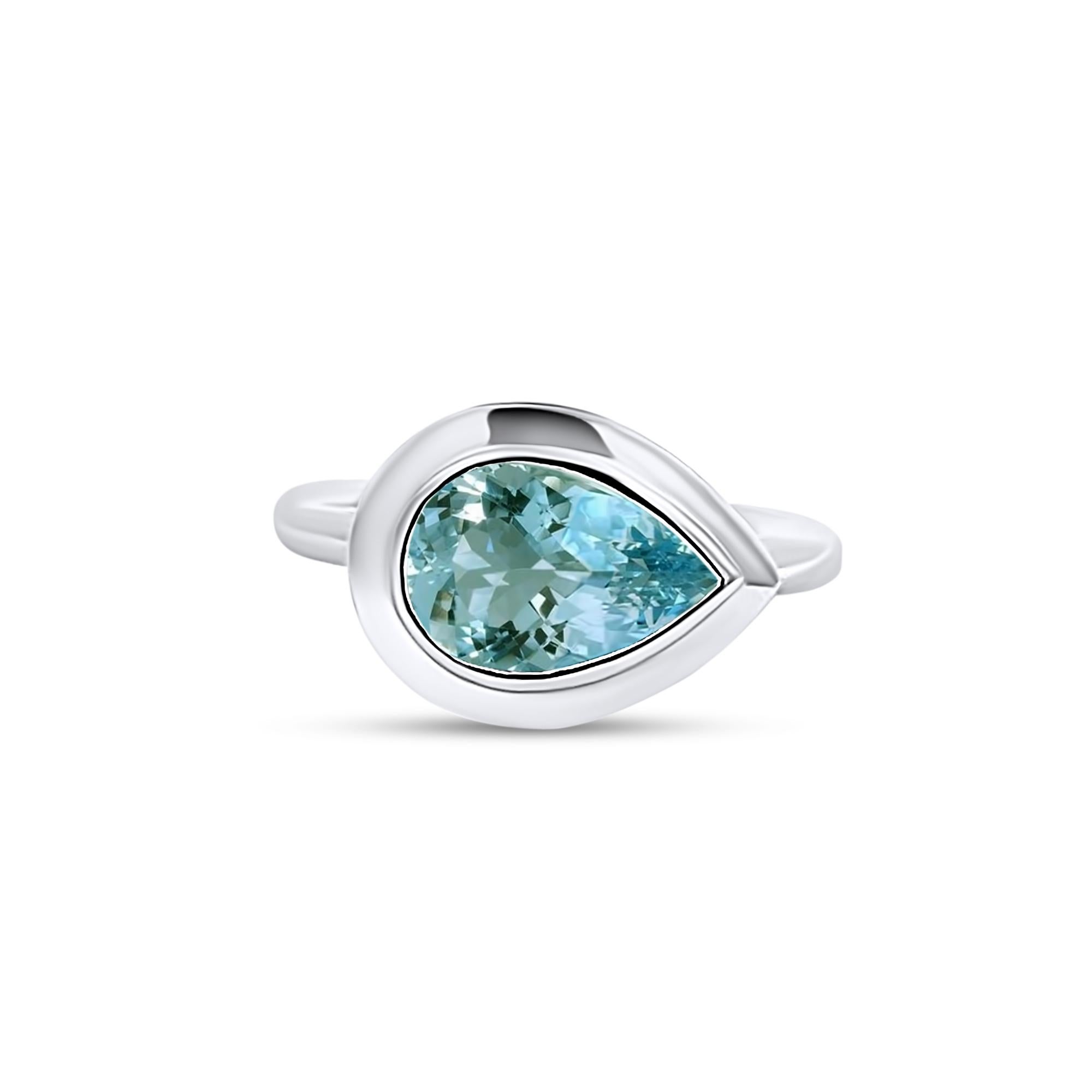 Natürlicher Solitär Aquamarin Ring 6,5 14k W Gold 1,60 TCW zertifiziert im Angebot 5