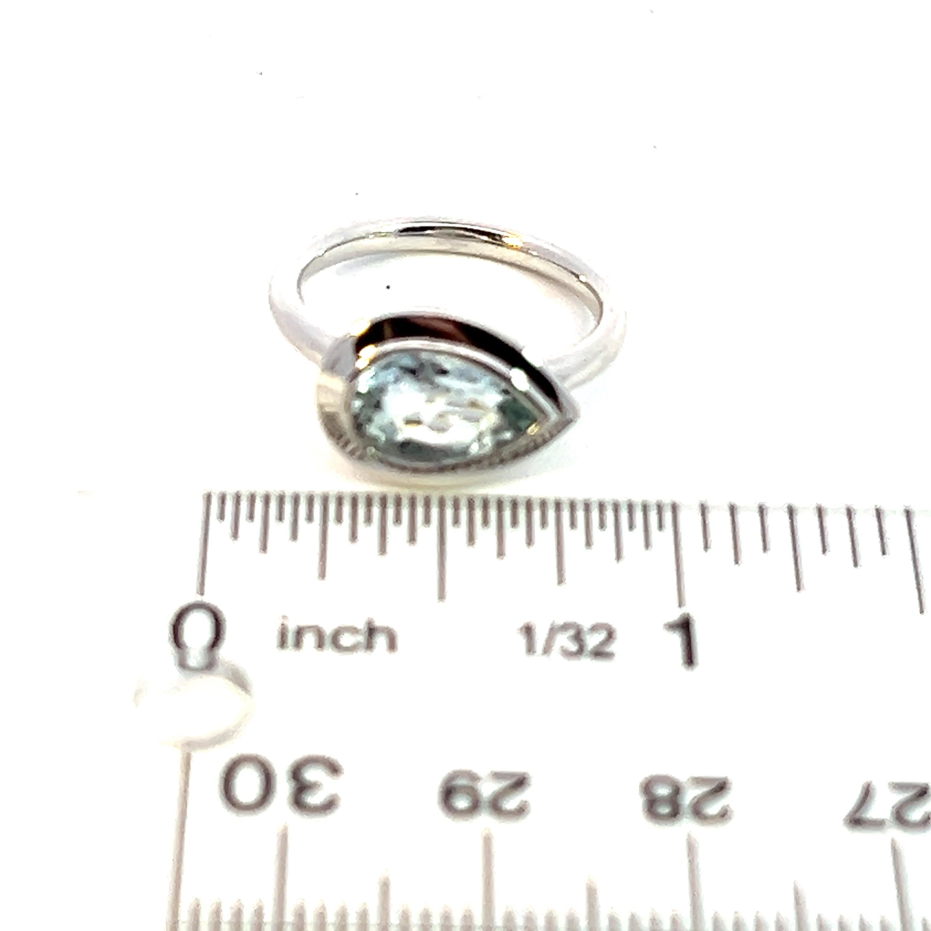 Natürlicher Solitär Aquamarin Ring 6,5 14k W Gold 1,60 TCW zertifiziert im Angebot 6
