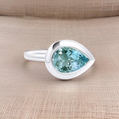 Natural Solitaire Aquamarine Ring 6.5 14k W Gold 1.60 TCW Certified