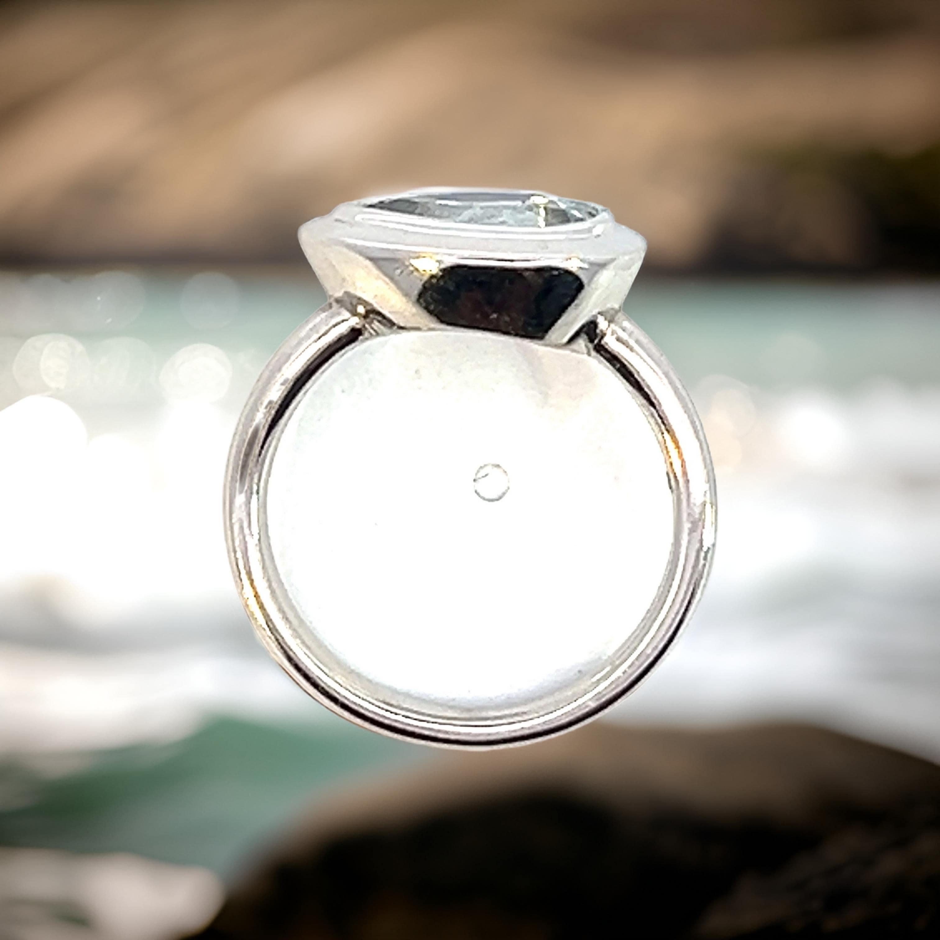 Natürlicher Solitär Aquamarin Ring 6,5 14k W Gold 1,60 TCW zertifiziert (Tropfenschliff) im Angebot
