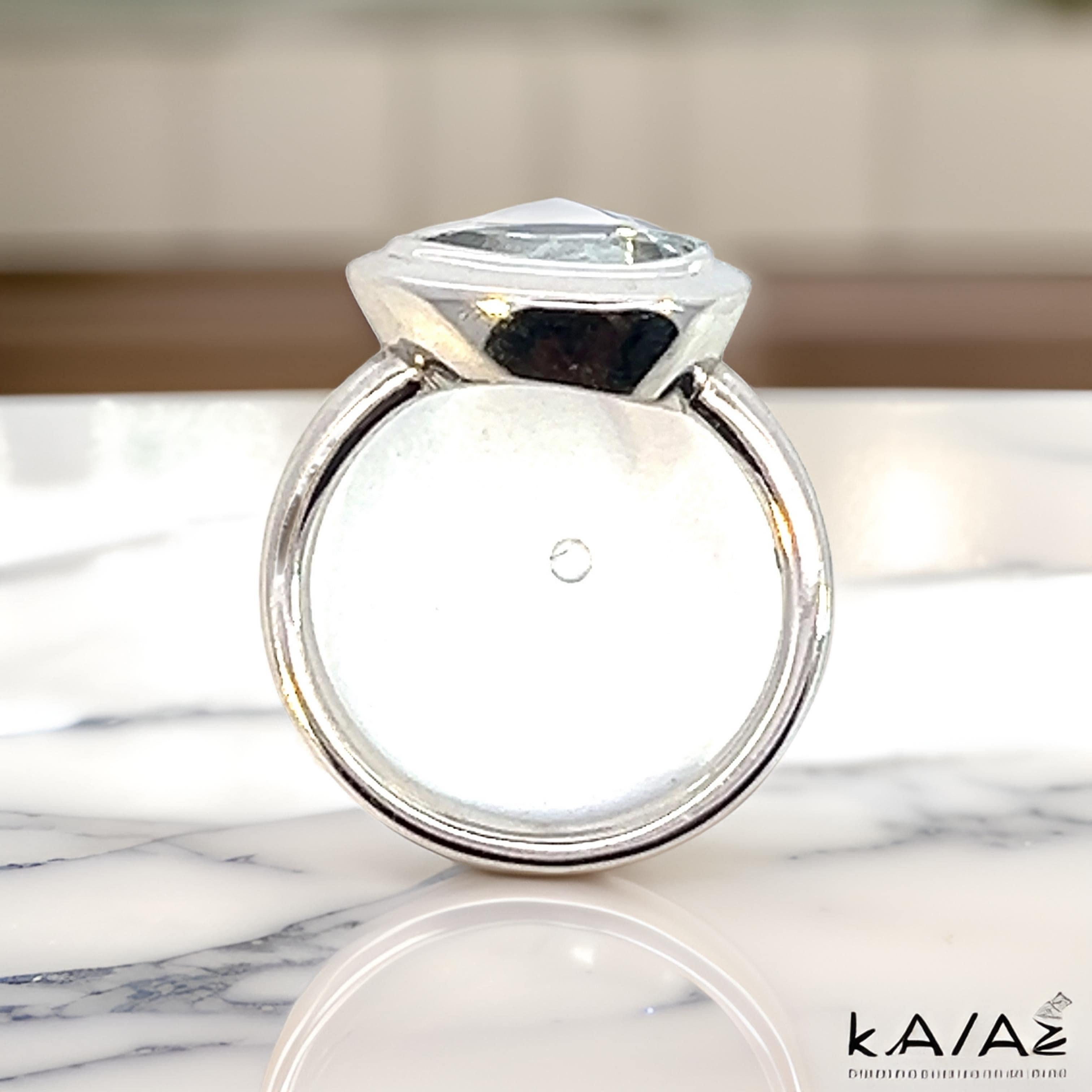 Natürlicher Solitär Aquamarin Ring 6,5 14k W Gold 1,60 TCW zertifiziert im Angebot 4