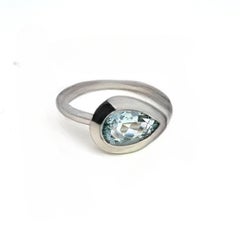 Natürlicher Solitär Aquamarin Ring Größe 6,5 14k W Gold 1,60 Karat zertifiziert