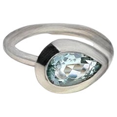 Anillo Solitario Natural Aguamarina Talla 6.5 Oro 14k W 1.60 Cts Certificado