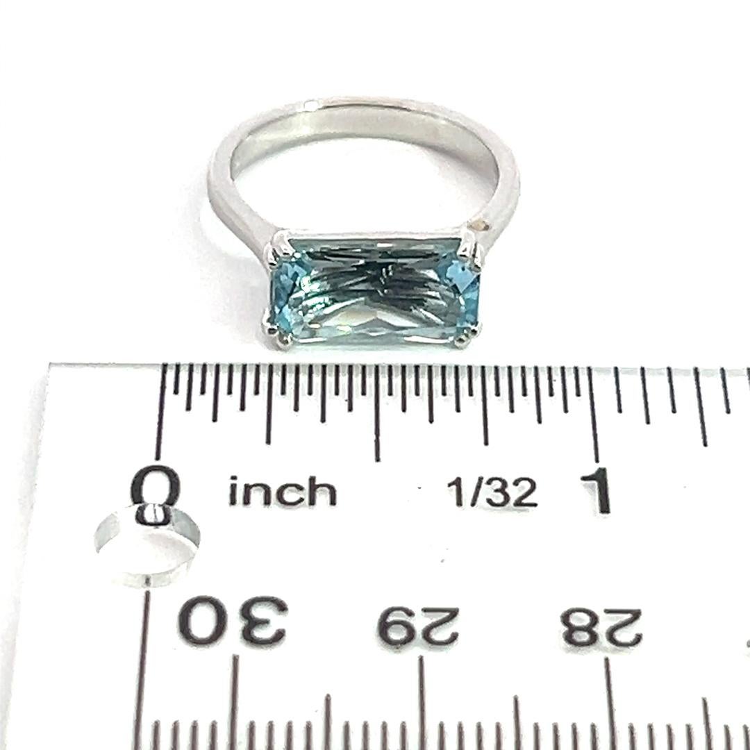 De las mujeres Anillo Solitario Natural Aguamarina Talla 6.5 Oro 14k W 2.71 Cts Certificado en venta