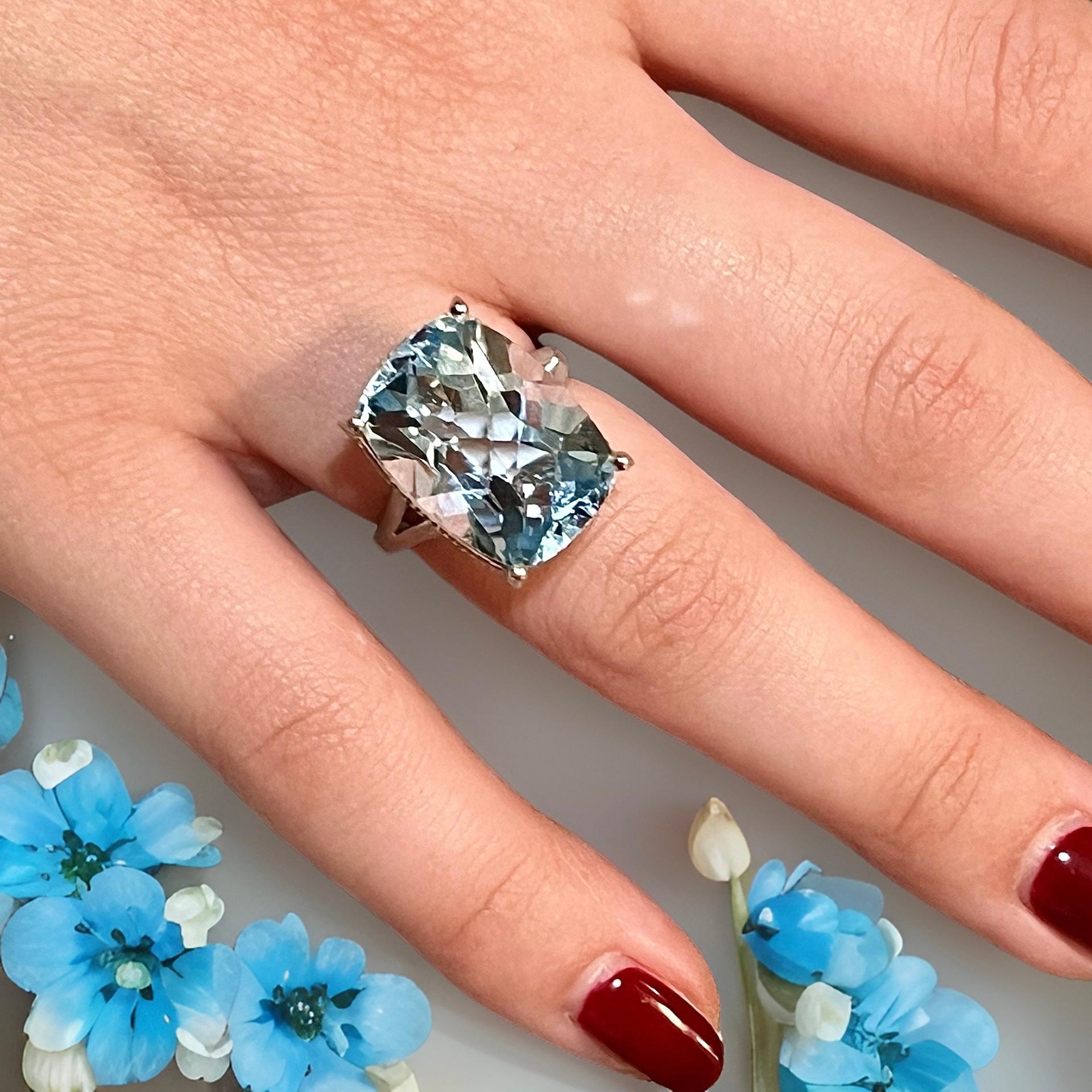 Bague solitaire bleue 6,5 or 14 carats certifiée 19,58 carats en vente 13