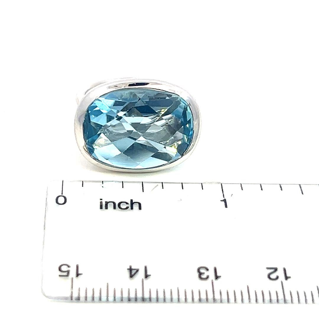 Anillo Solitario Natural Topacio Azul Talla 6.5 Oro de 14k W 17.35 Cts Certificado en venta 2
