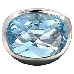 Bague solitaire bleue taille 6,5 or 14 carats certifiée 17,35 carats