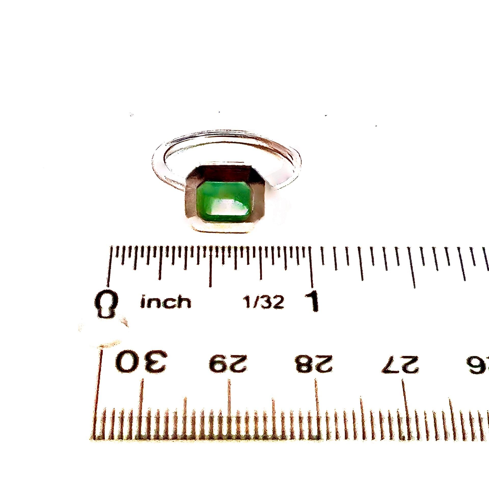 Natural Solitaire Colombian Emerald Ring 6.5 14k W Gold 1.35 Cts Certified For Sale 5