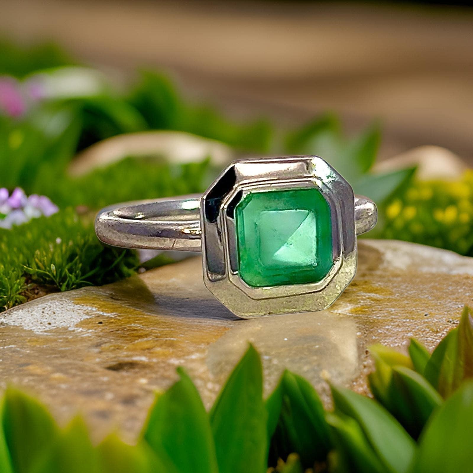 Women's Natural Solitaire Colombian Emerald Ring 6.5 14k W Gold 1.35 Cts Certified For Sale
