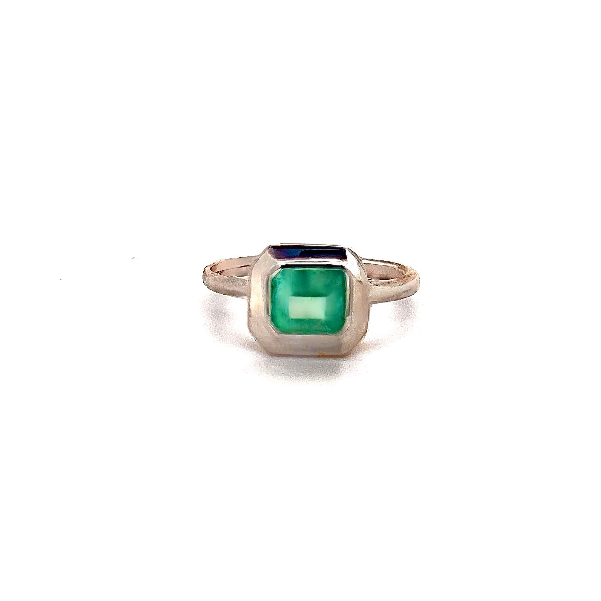 Natural Solitaire Colombian Emerald Ring 6.5 14k W Gold 1.35 Cts Certified For Sale 2