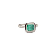 Natural Solitaire Colombian Emerald Ring Size 6.5 14k W Gold 1.22 Cts Certified