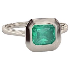 Bague solitaire colombienne taille 6,5 or 14 carats certifiée 1,22 carat