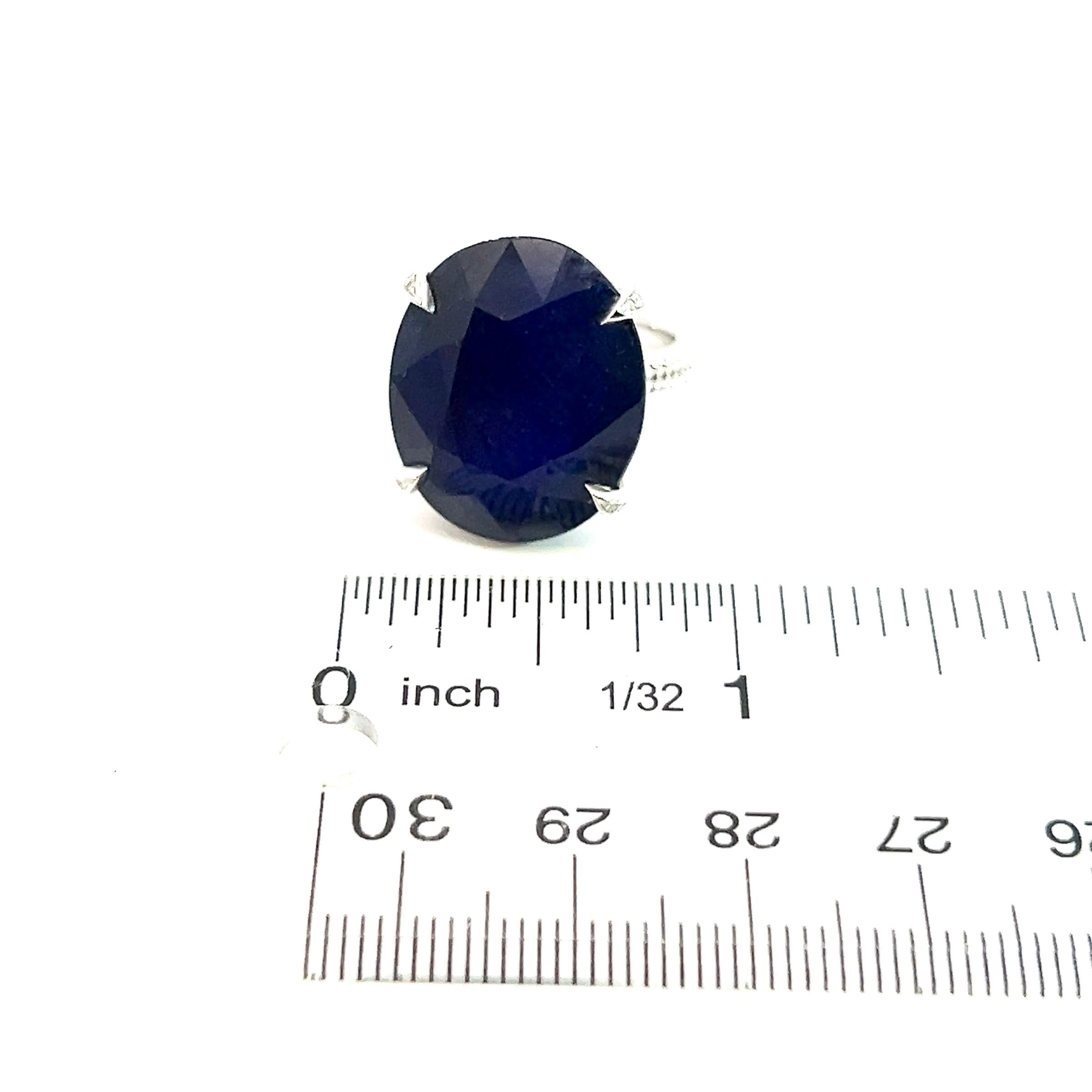 Natural Solitaire Composite Sapphire Ring 6.5 14k WG 16.63 TCW Certified For Sale 5
