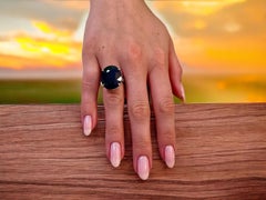 Natural Solitaire Composite Sapphire Ring 6.5 14k WG 16.63 TCW Certified