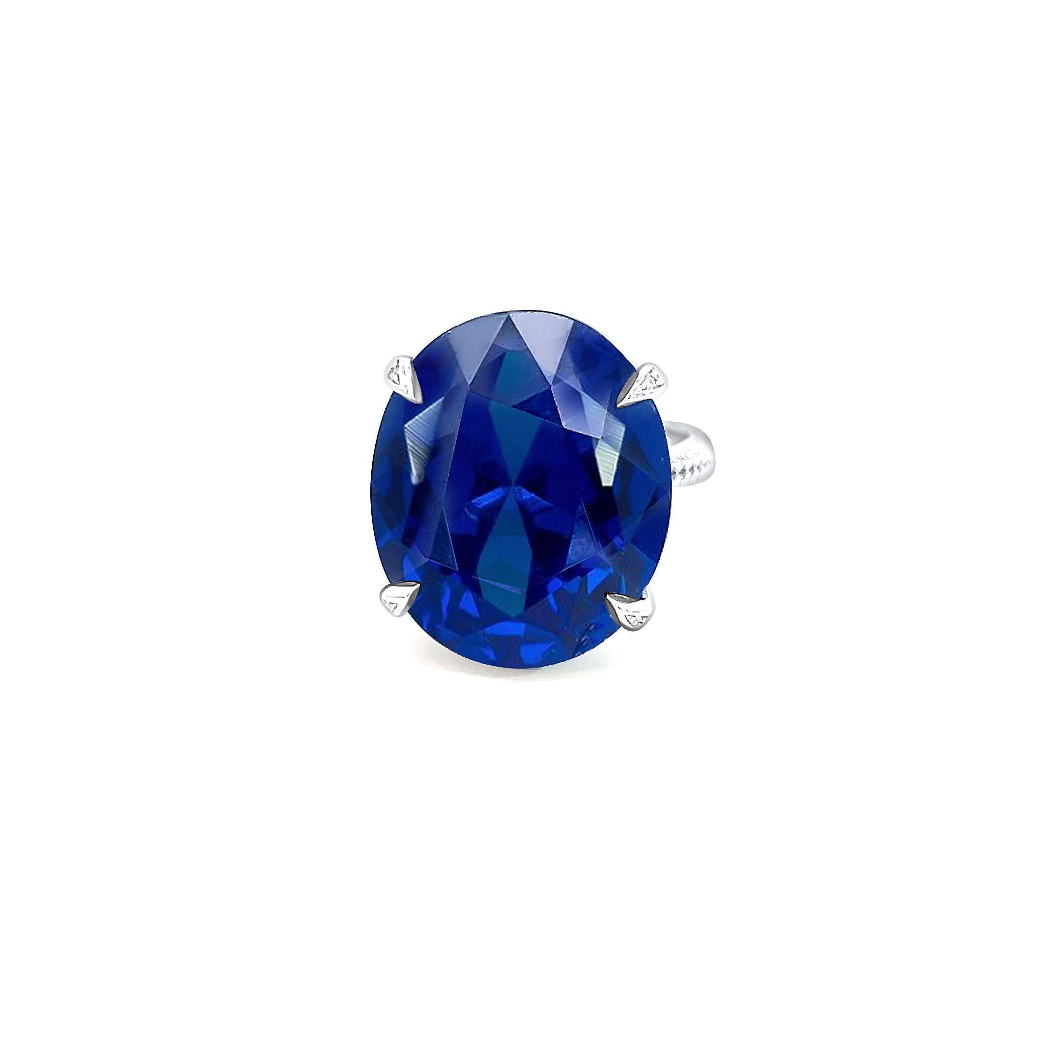 Natural Solitaire Composite Sapphire Ring 6.5 14k WG 16.63 TCW Certified For Sale 1