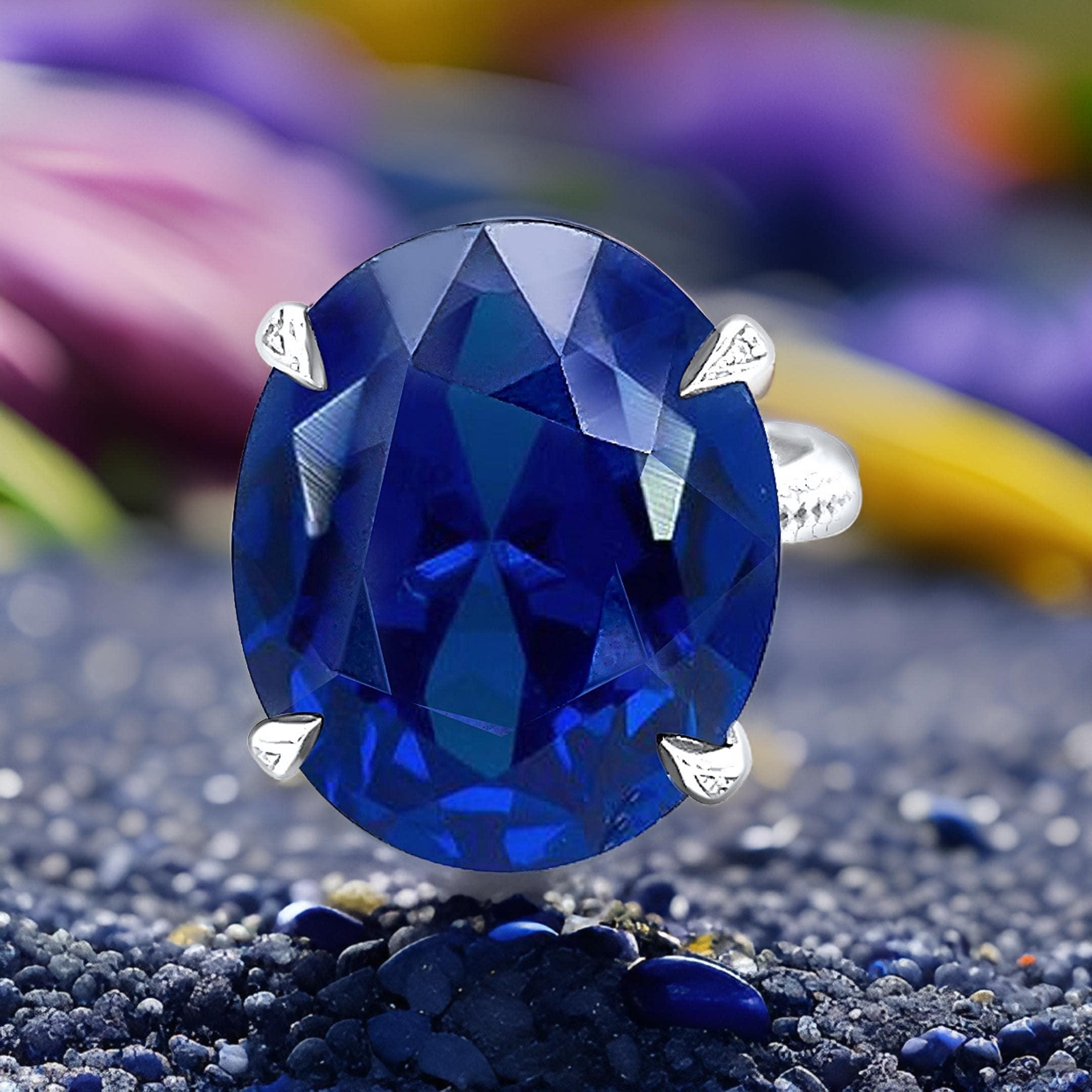 Natural Solitaire Composite Sapphire Ring 6.5 14k WG 16.63 TCW Certified For Sale 3