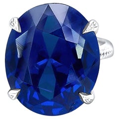 Anello con zaffiro composito solitario Nature 6,5 14k WG 16,63 TCW certificato