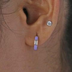 Natural Solitaire & Diamond Earring in 14k Gold