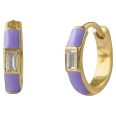 Natural Solitaire & Diamond Earring in 14k Gold
