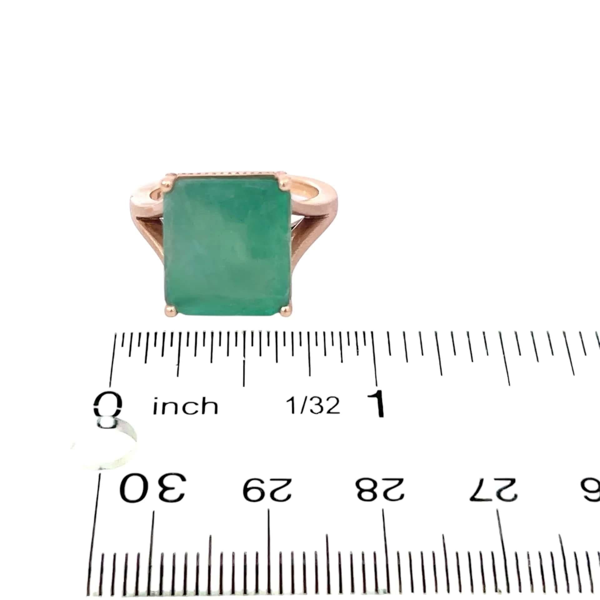 Nature Solitaire Emerald Ring 6.5 14k Yellow Gold 6.62 TCW Certified en vente 6