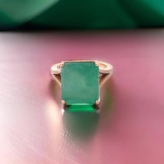 Natural Solitaire Emerald Ring 6.5 14k Yellow Gold 6.62 TCW Certified