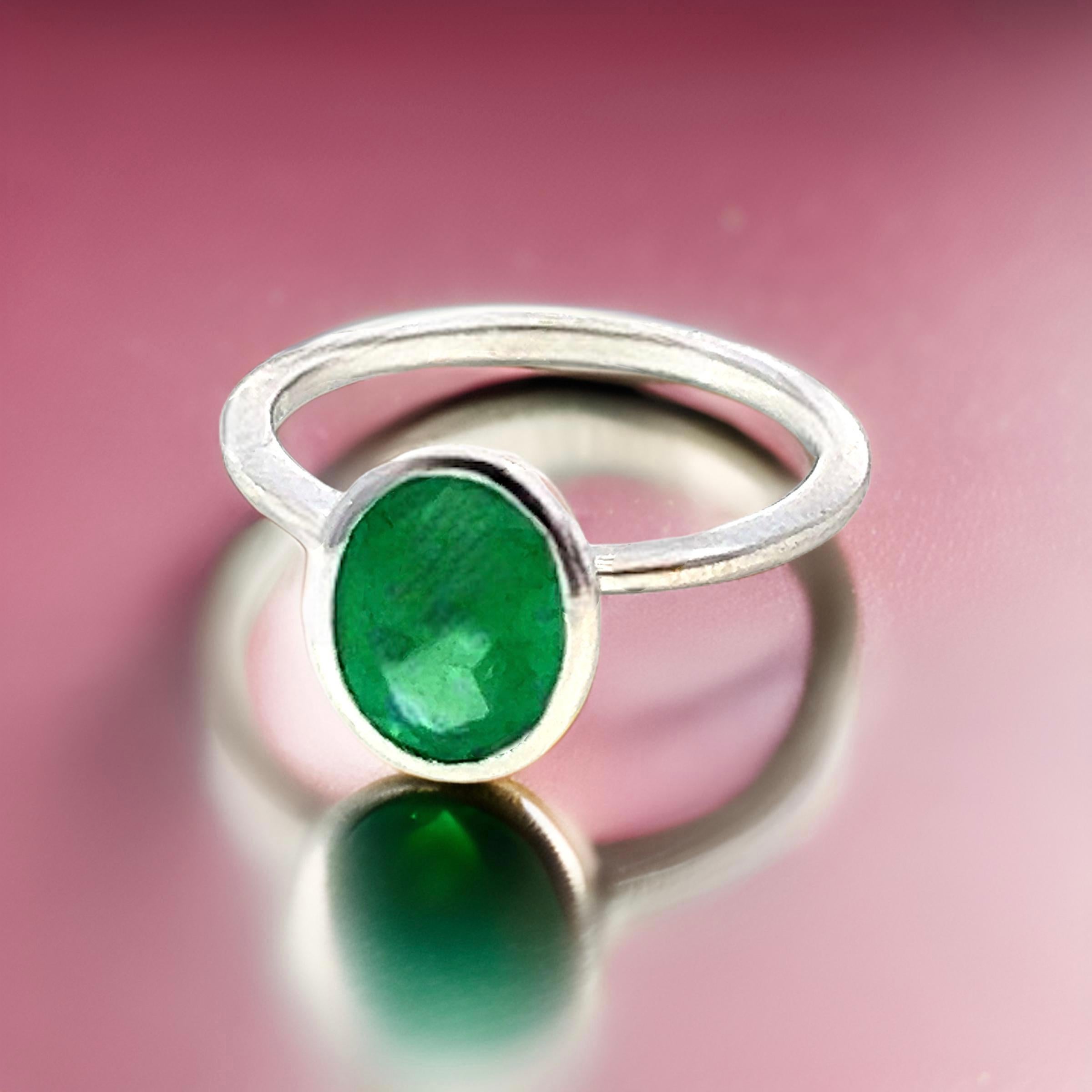 Natürlicher Solitär Smaragd Ring Größe 6,5 14k Weißgold 2,5 Karat zertifiziert im Angebot 7