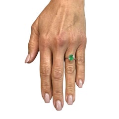 Natural Solitaire Emerald Ring Size 6.5 14k White Gold 2.5 Cts Certified