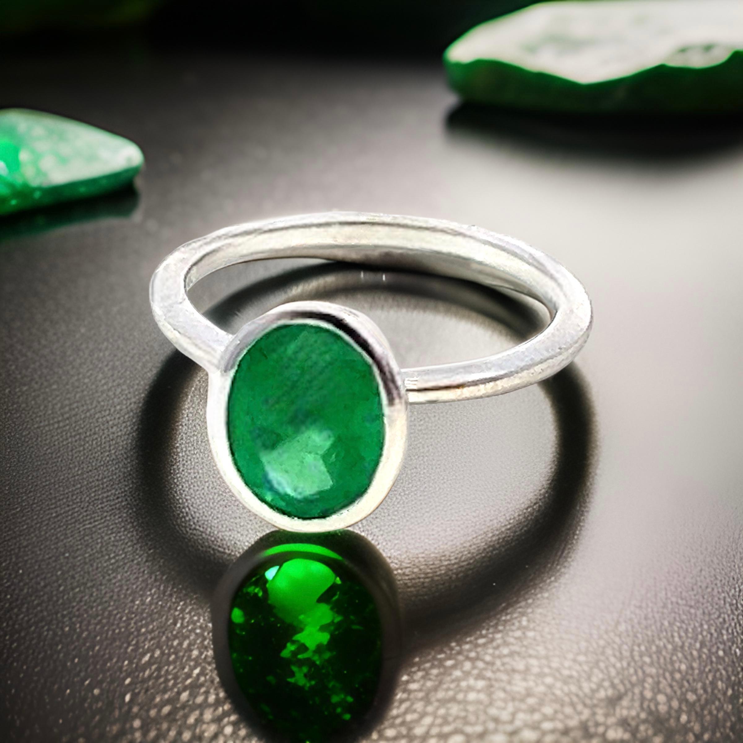 Natürlicher Solitär Smaragd Ring Größe 6,5 14k Weißgold 2,5 Karat zertifiziert im Angebot 2