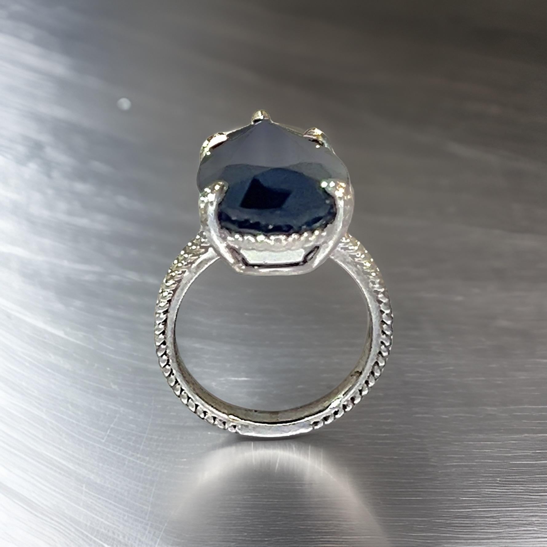 Natural Solitaire Sapphire Ring 6.5 14k W Gold 15.2 TCW Certified For Sale 9