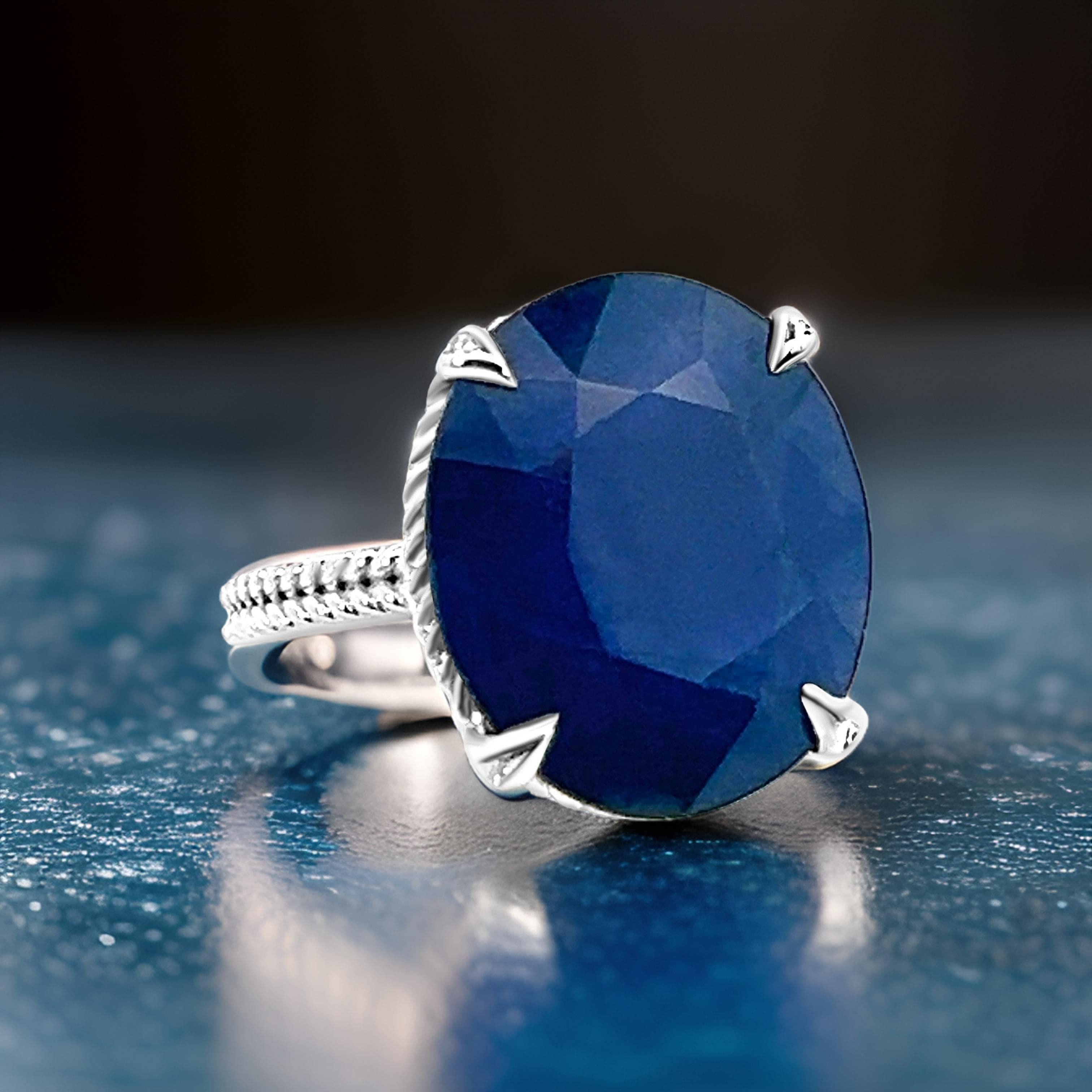 Natural Finely Faceted Quality Solitaire Composite Sapphire Ring 6.5 14k W Gold 16.5 TCW Certified $2,950 310620
 
This is a Unique Custom Made Glamorous Piece of Jewelry!
 
Nothing says, “I Love you” more than Diamonds and Pearls!
 
This Sapphire