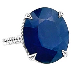 Natürlicher Solitär Saphir Ring 6,5 14k W Gold 16,5 TCW zertifiziert