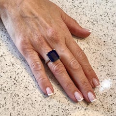 Natural Solitaire Sapphire Ring 6.5 14k W Gold 7 TCW Certified