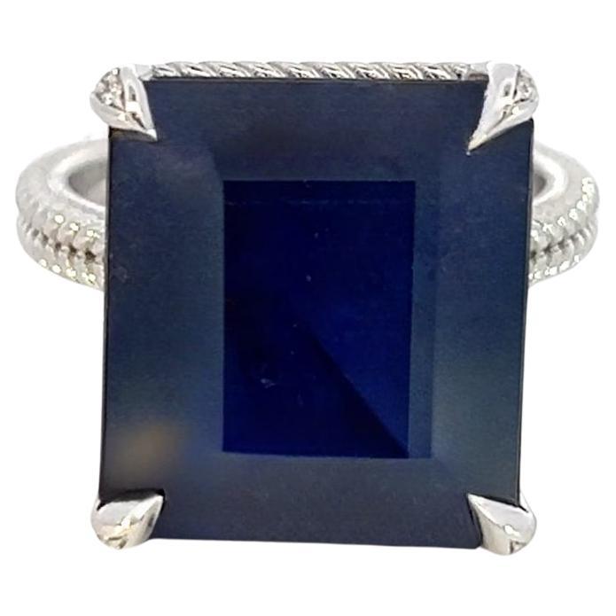 Natural Solitaire Sapphire Ring 6.5 14k W Gold 7 TCW Certified For Sale
