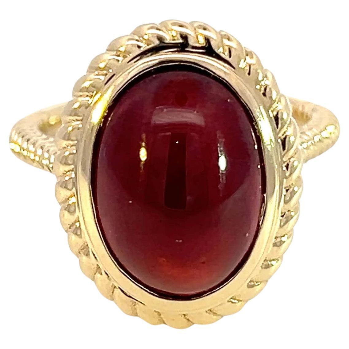 Natural Solitaire Spessartite Garnet Ring 6.5 14k Y Gold 8.08 Cts Certified For Sale