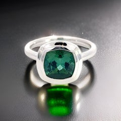 Natural Solitaire Tourmaline Ring 6.5 14k W Gold 2.25 TCW Certified