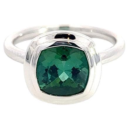 Natural Solitaire Tourmaline Ring 6.5 14k W Gold 2.25 TCW Certified