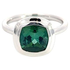 Natural Solitaire Tourmaline Ring 6.5 14k W Gold 2.25 TCW Certified