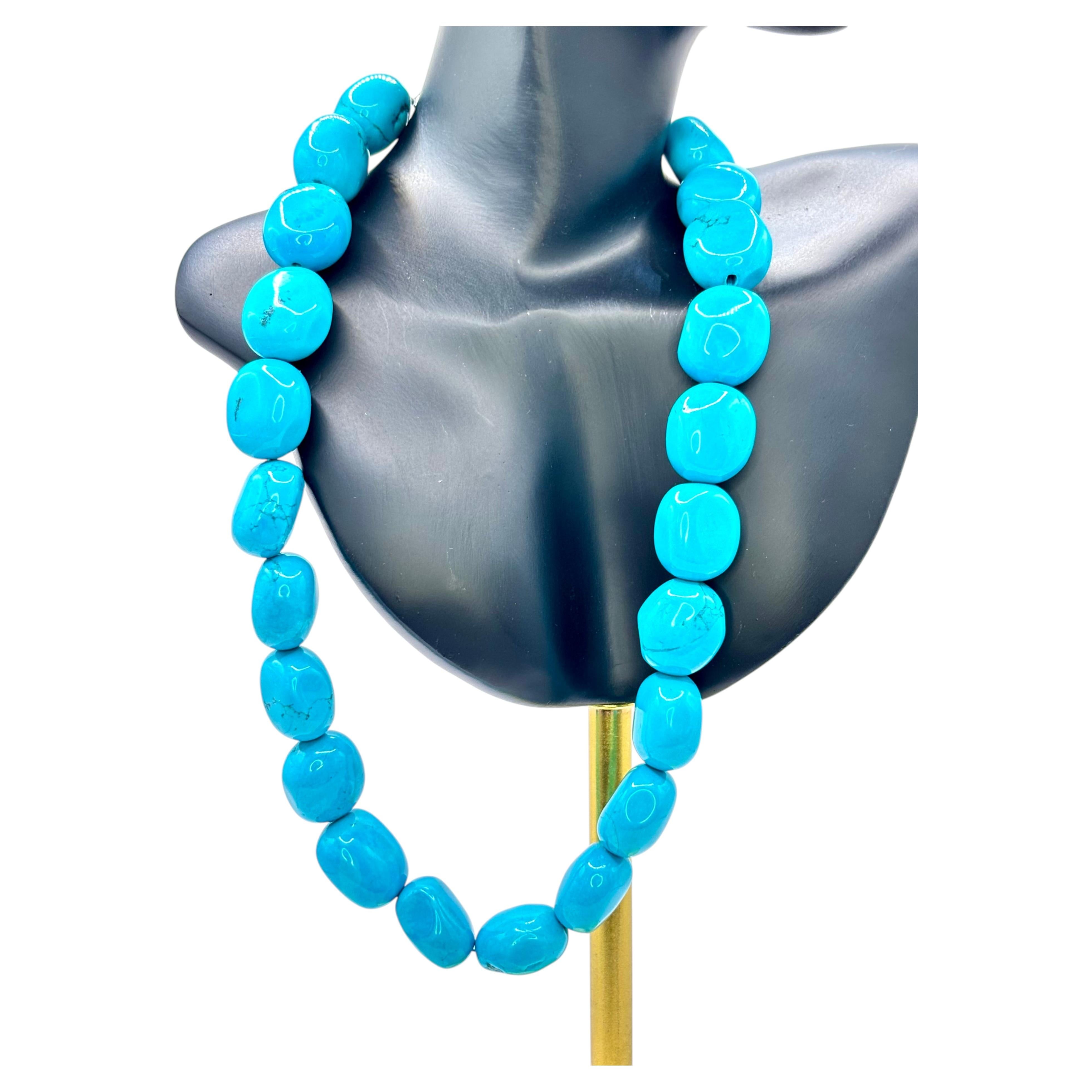 Collana con TURCHESE NATURALE DEL SUD AMERICANO E ARGENTO