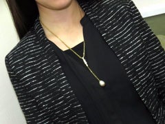Natural South Sea Pearl 1.01 Carat Emerald Cut Diamonds Necklace Drop Bolo
