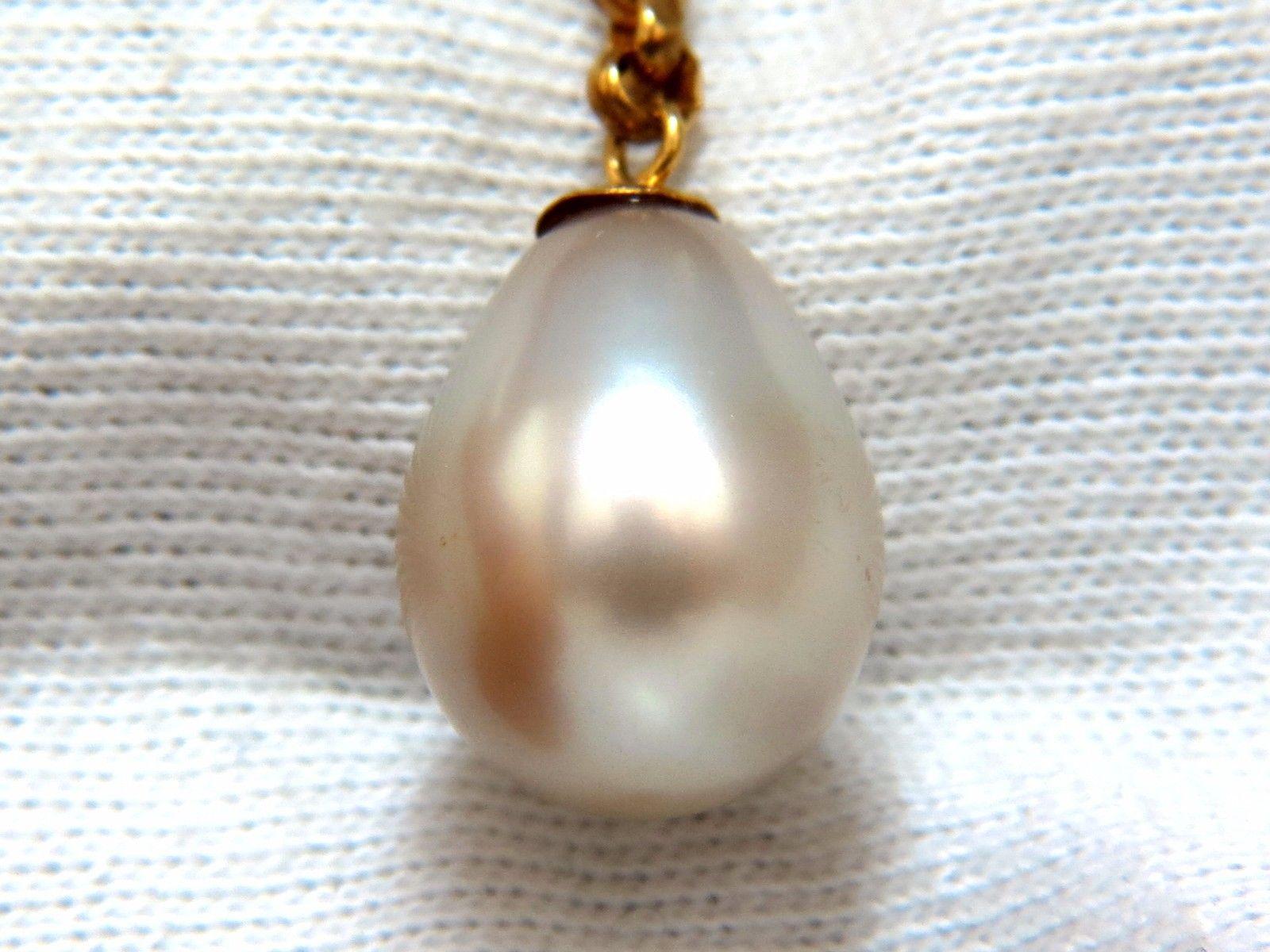 Natural South Sea Pearl 1.01 Carat Emerald Cut Diamonds Necklace Drop Bolo For Sale 1