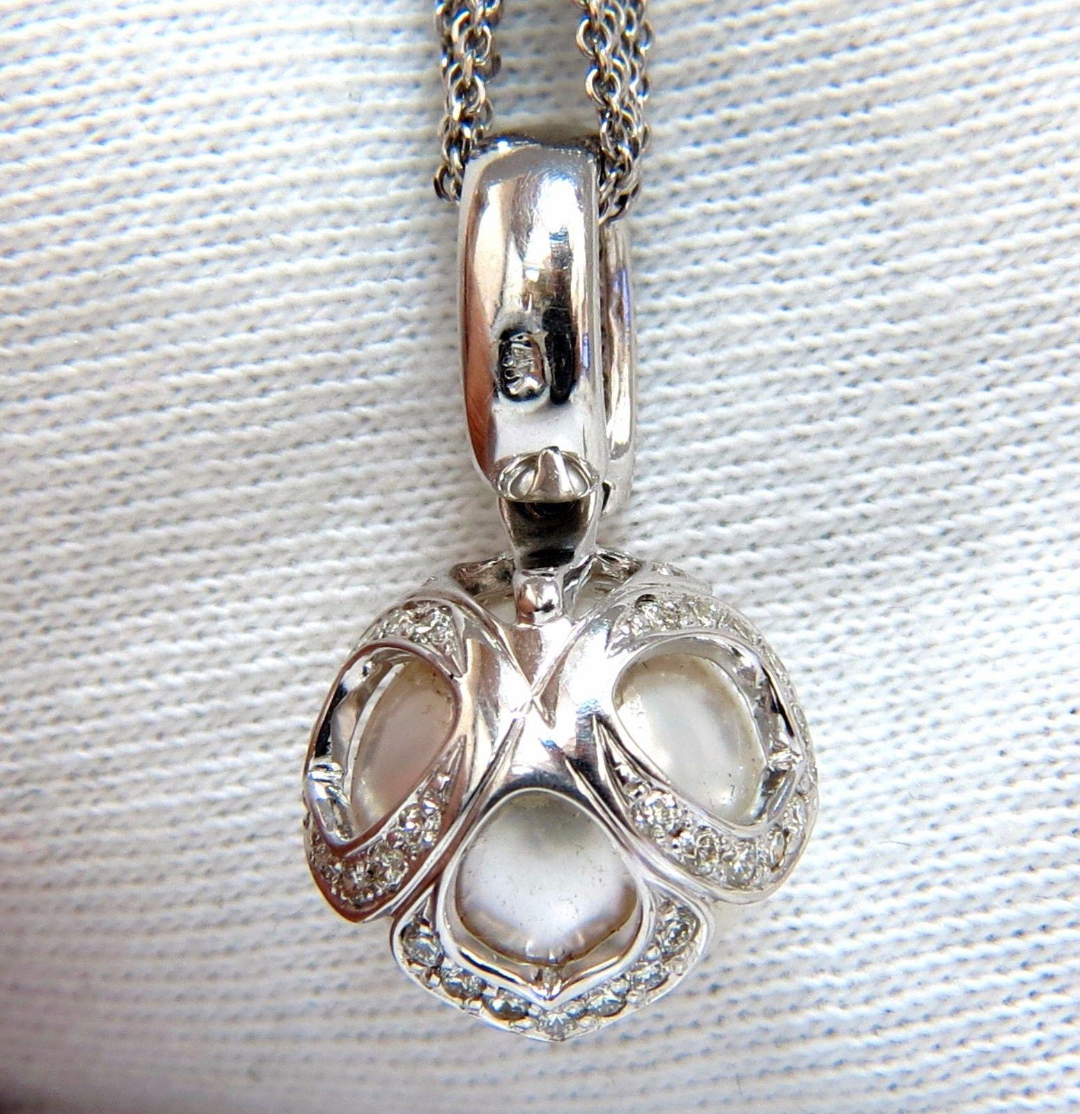 Natural South Sea Pearl .50 Carat Diamonds Necklace Tulip 14 Karat 2