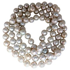Natural South Seas Light Gray Pearls Necklace Endless Wrap