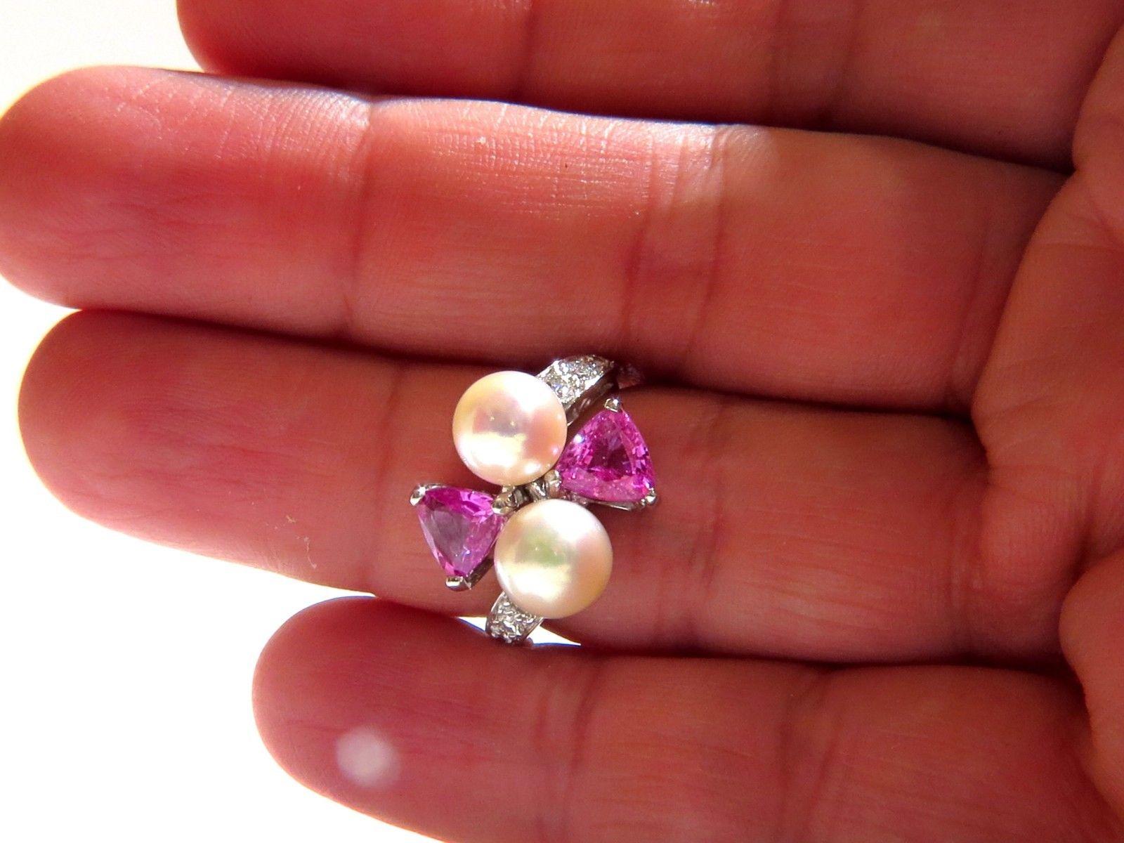Femenino o masculino Anillos de diamantes de zafiro rosa natural de los Mares del Sur en venta