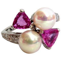 Natural South Seas Pink Sapphire Diamonds Rings