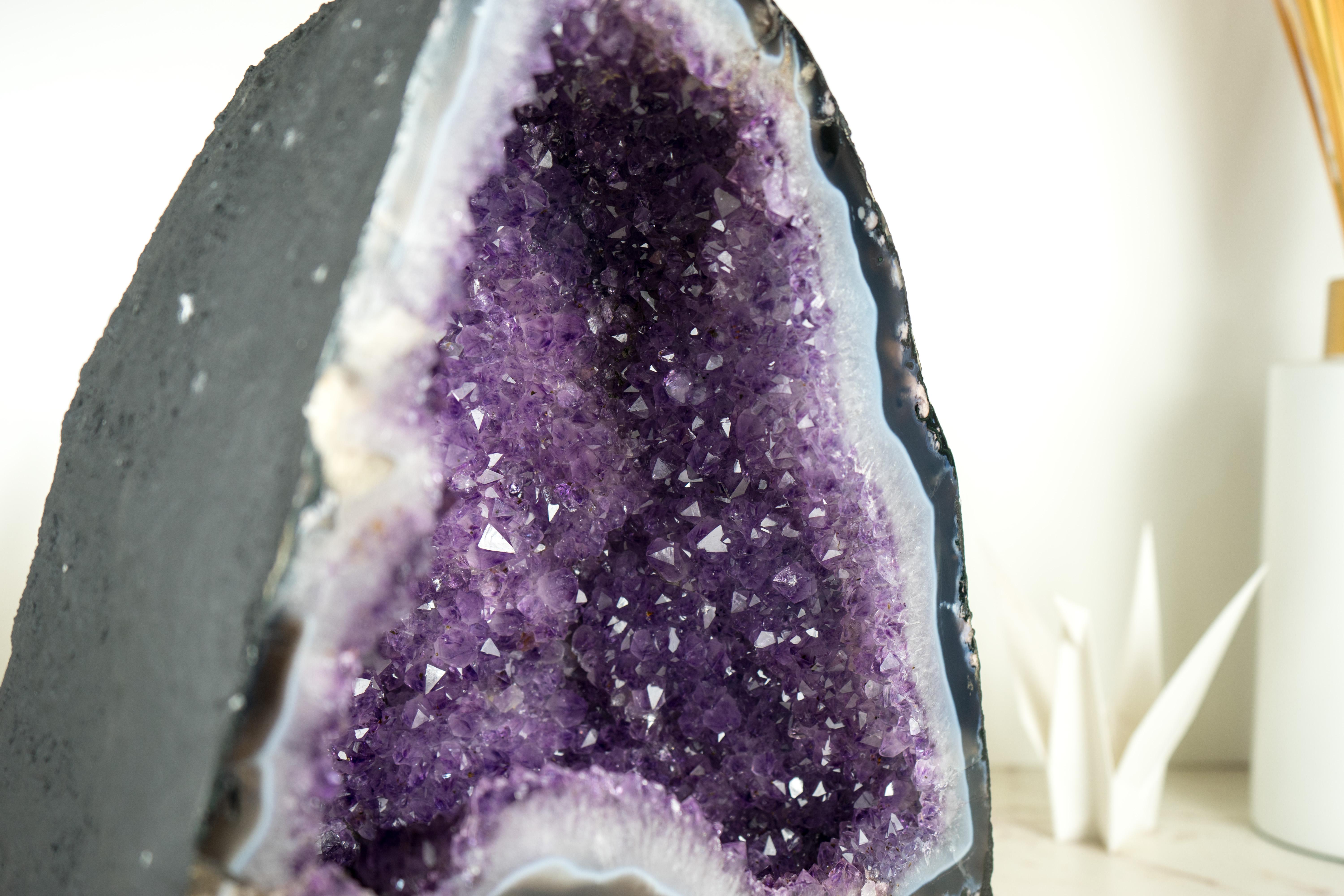 Nature Geode di ametista viola scintillante Geode di agata a bande blu cattedrale In condizioni Nuovo in vendita a Ametista Do Sul, BR